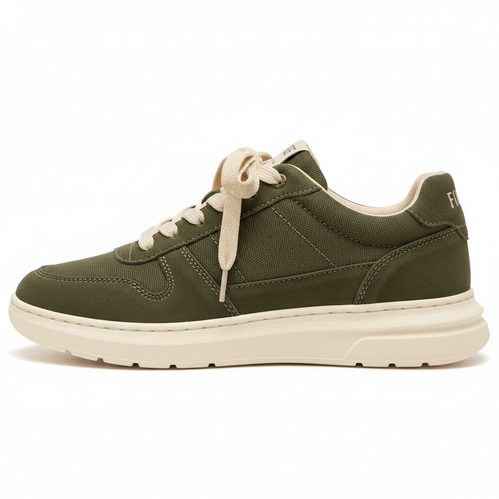 Men's Casual Sneakers in Olive Green and Cream
