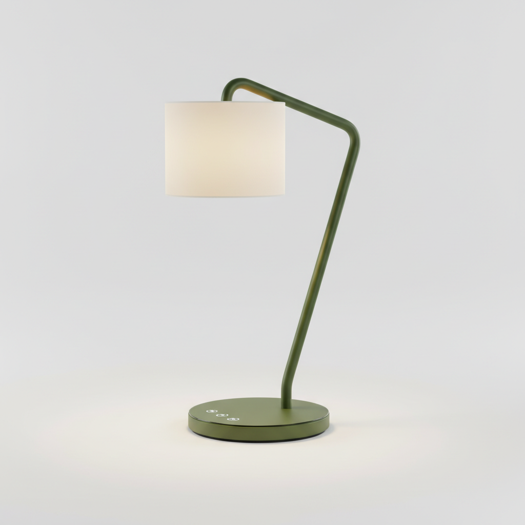 Smart Desk Lamp in olive green with cream shade